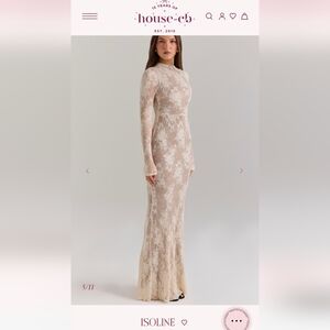 House of CB Beige Lace Long Sleeve Gown